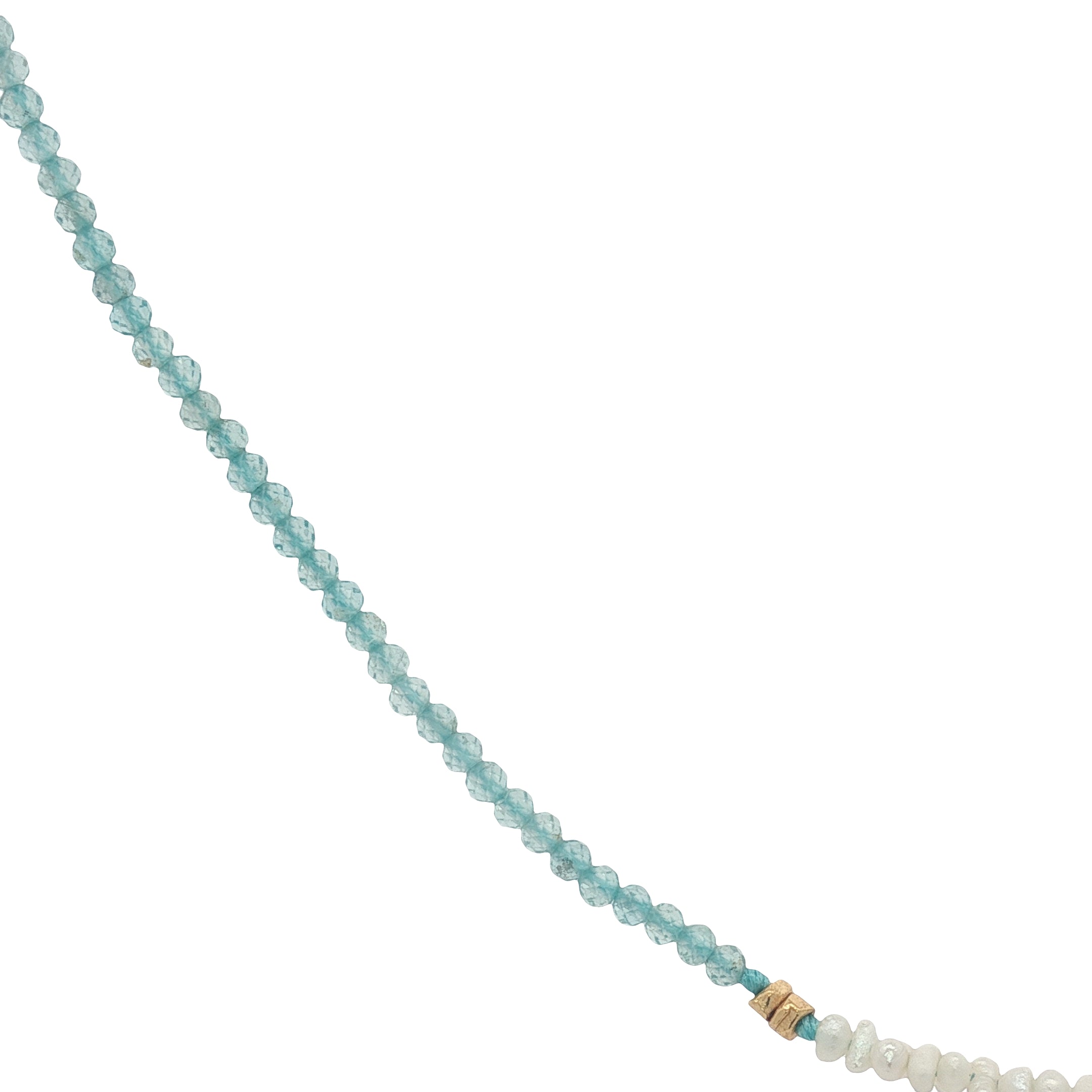 Collier doré en apatite, perles de culture et perles dorées 38 cm