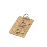 Charms doré plaque rectangulaire double oeil avec zircons noirs