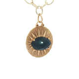 Collier doré médaille onyx noire avec rayons de soleil  50 cm