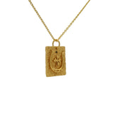 Gold horseshoe necklace with white zircon clover