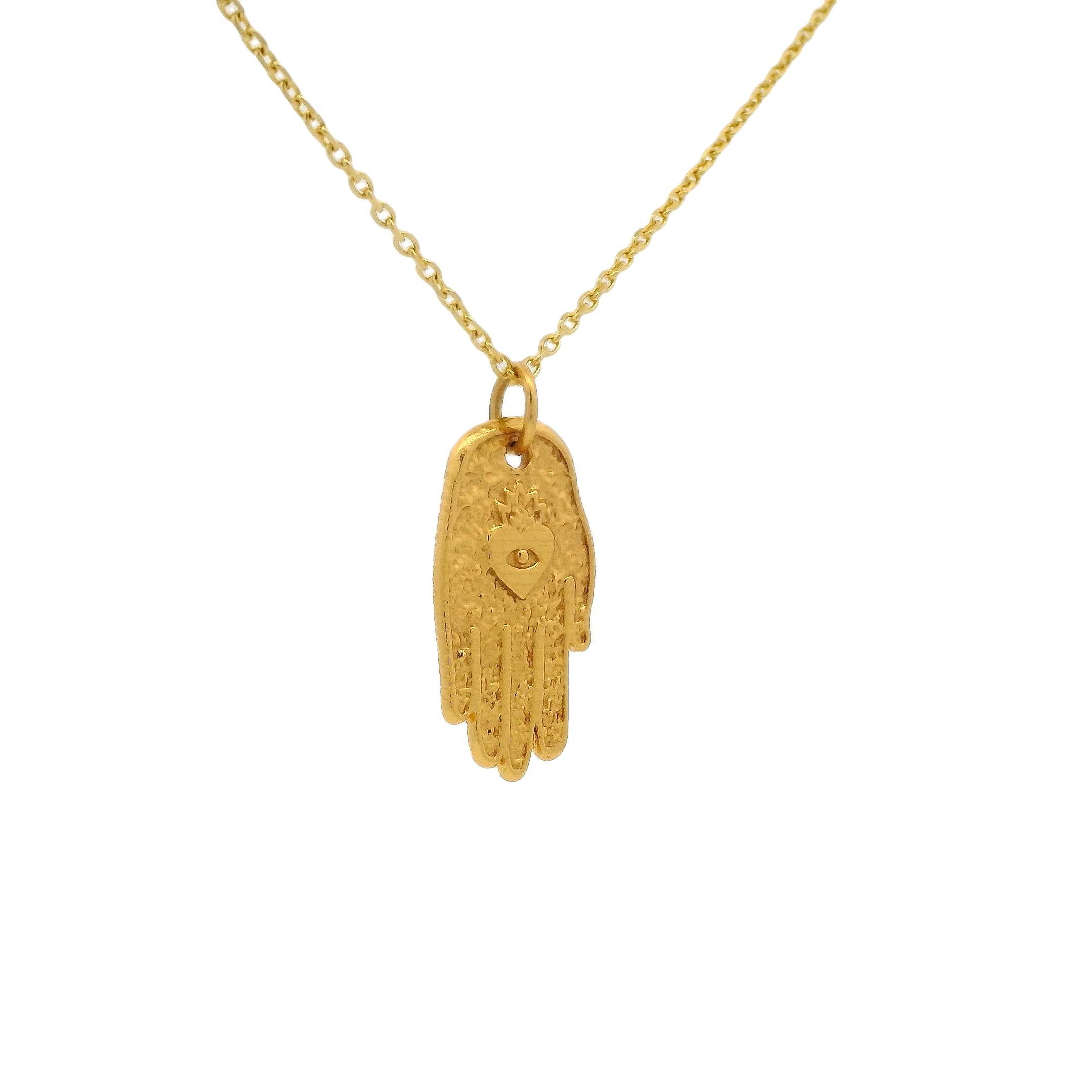 Collier doré main de fatma coeur 42 cm