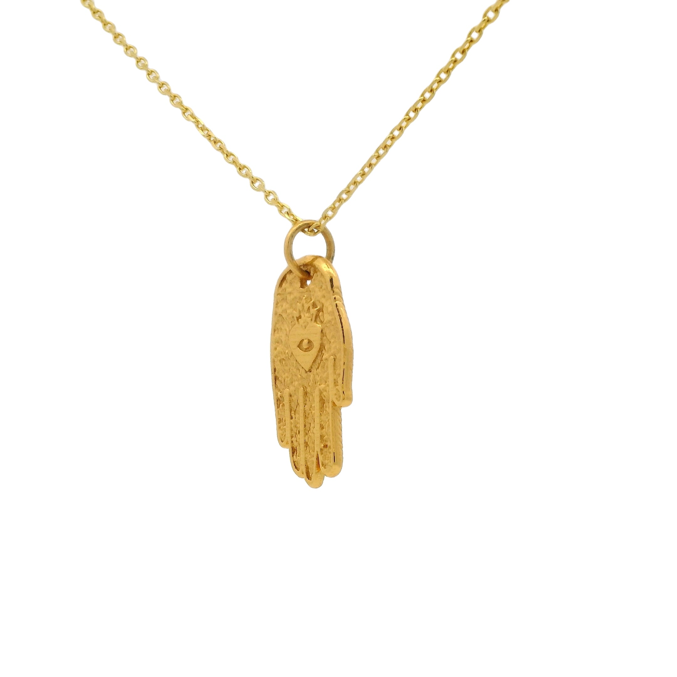 Collier doré main de fatma coeur 42 cm