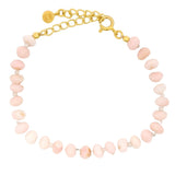 Bracelet doré duo de pierres en Opale rose et pierre de lune