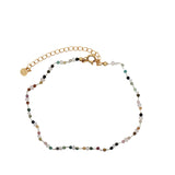 Chaine de cheville dorée perles tourmaline 27 cm