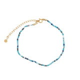 Chaine de cheville dorée en perles Miyuki bleu 27 cm