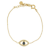 Bracelet doré oeil ajouré en lapis lazuli et zircons
