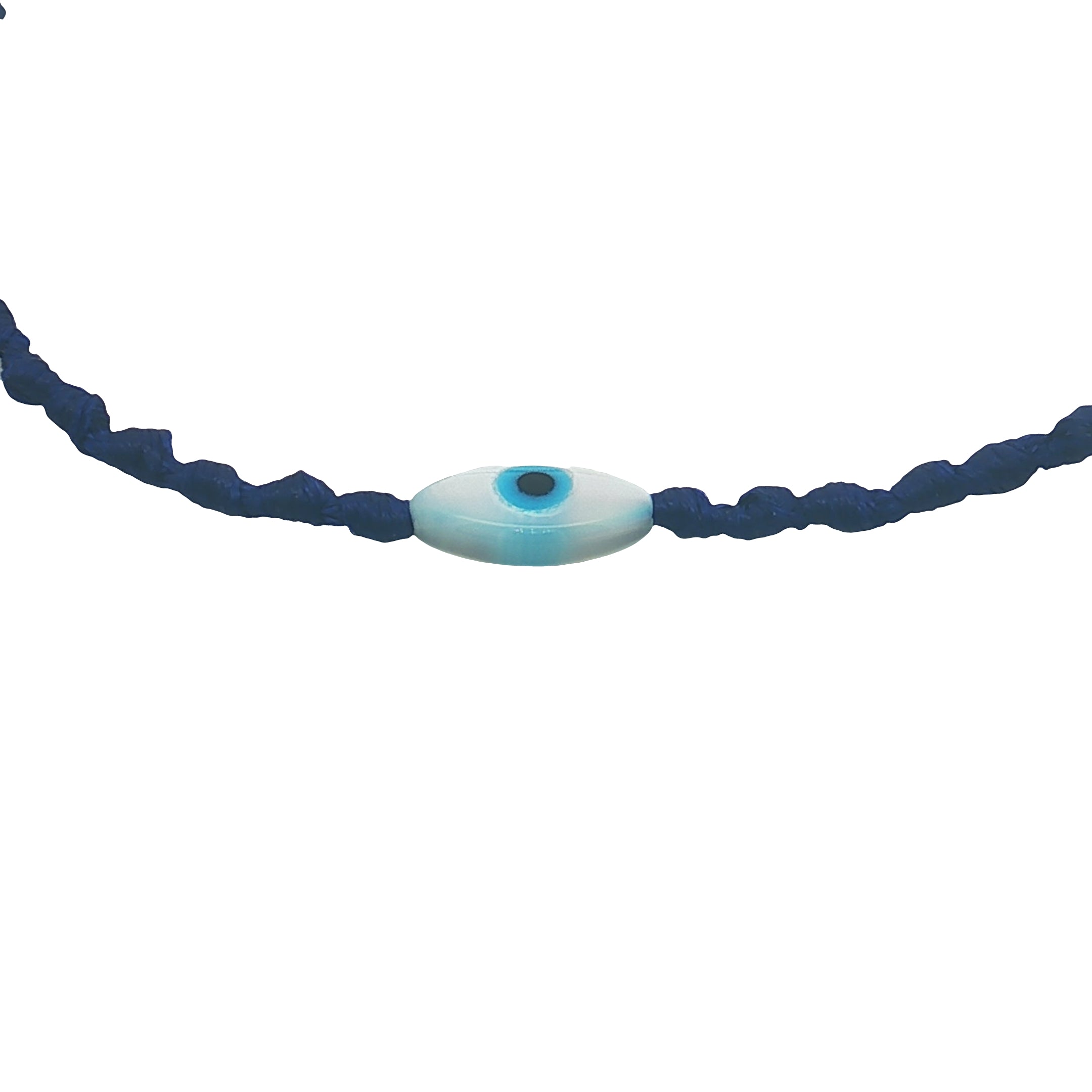 Bracelet doré cordon tressé bleu marine oeil ovale nacre XS