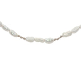 Collier doré alternance de perles de culture et noeuds beige 50 cm