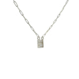 Silver necklace trilogy zircons baguettes