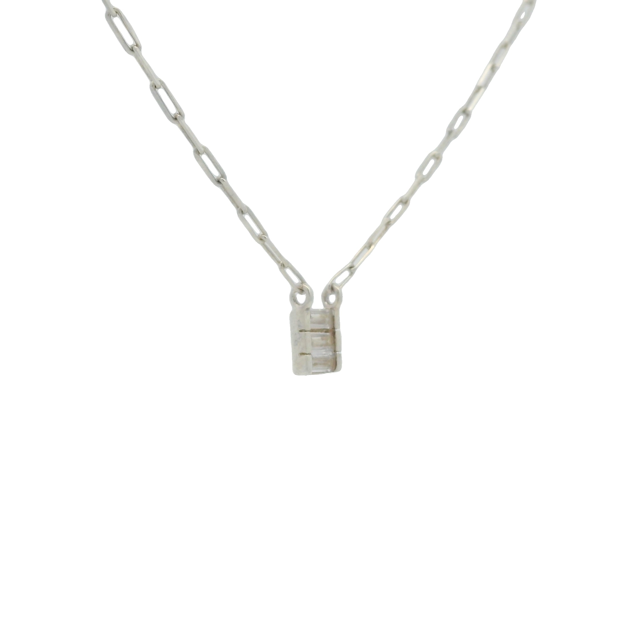 Collier en argent 925 trilogie de zircons baguettes 42 cm