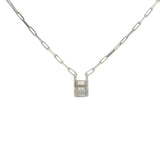 Silver necklace trilogy zircons baguettes