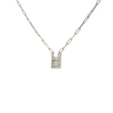 Silver necklace trilogy zircons baguettes