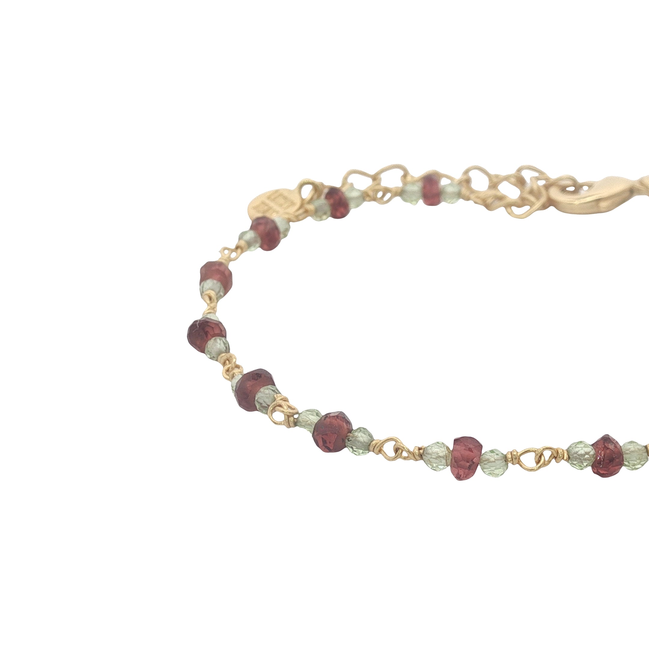 Bracelet doré en grenat et peridot
