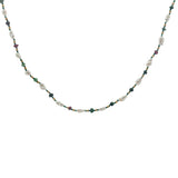 Collier doré en perles de culture, perles dorées et rubis zoisite 60 cm