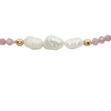Bracelet doré en tourmaline rose, perles de culture et perles dorées