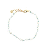 Bracelet doré petites perles de culture avec noeuds turquoise