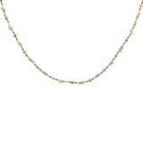 Collier doré perles de culture, perles dorées et quartz rose 60 cm