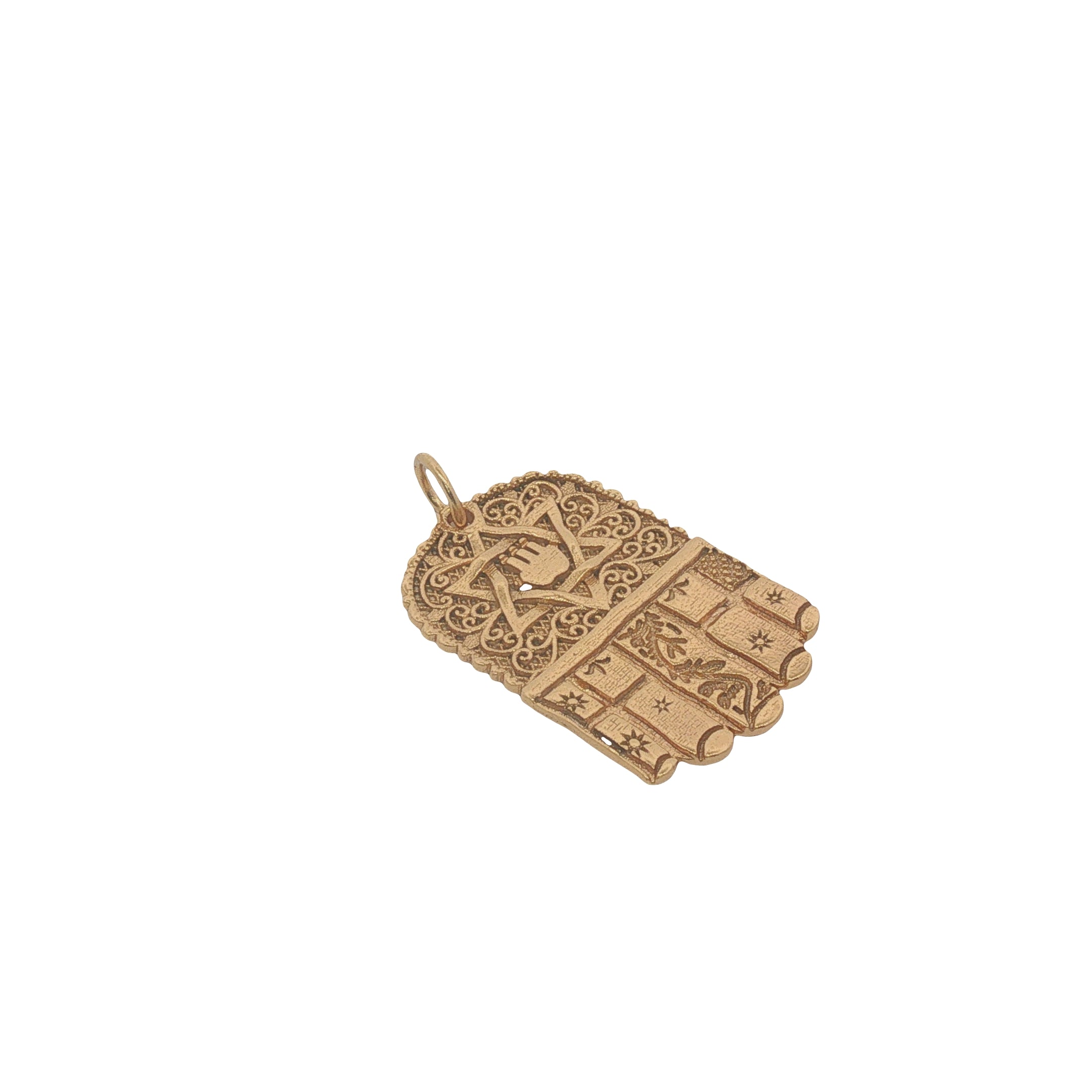 Charms doré main de Fatma avec étoile de David dessus