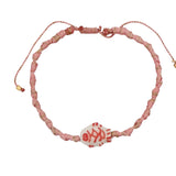 Bracelet cordon tressé rose et doré poisson blanc et rose