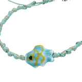 Bracelet cordon tressé turquoise et doré poisson bleu et jaune