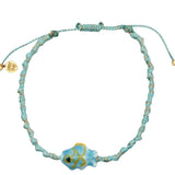 Bracelet cordon tressé turquoise et doré poisson bleu et jaune