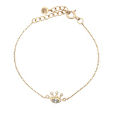 Gold crown bracelet with stone and zircons