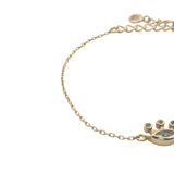 Gold crown bracelet with stone and zircons