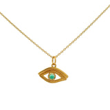 Gold necklace with openwork eye and stone