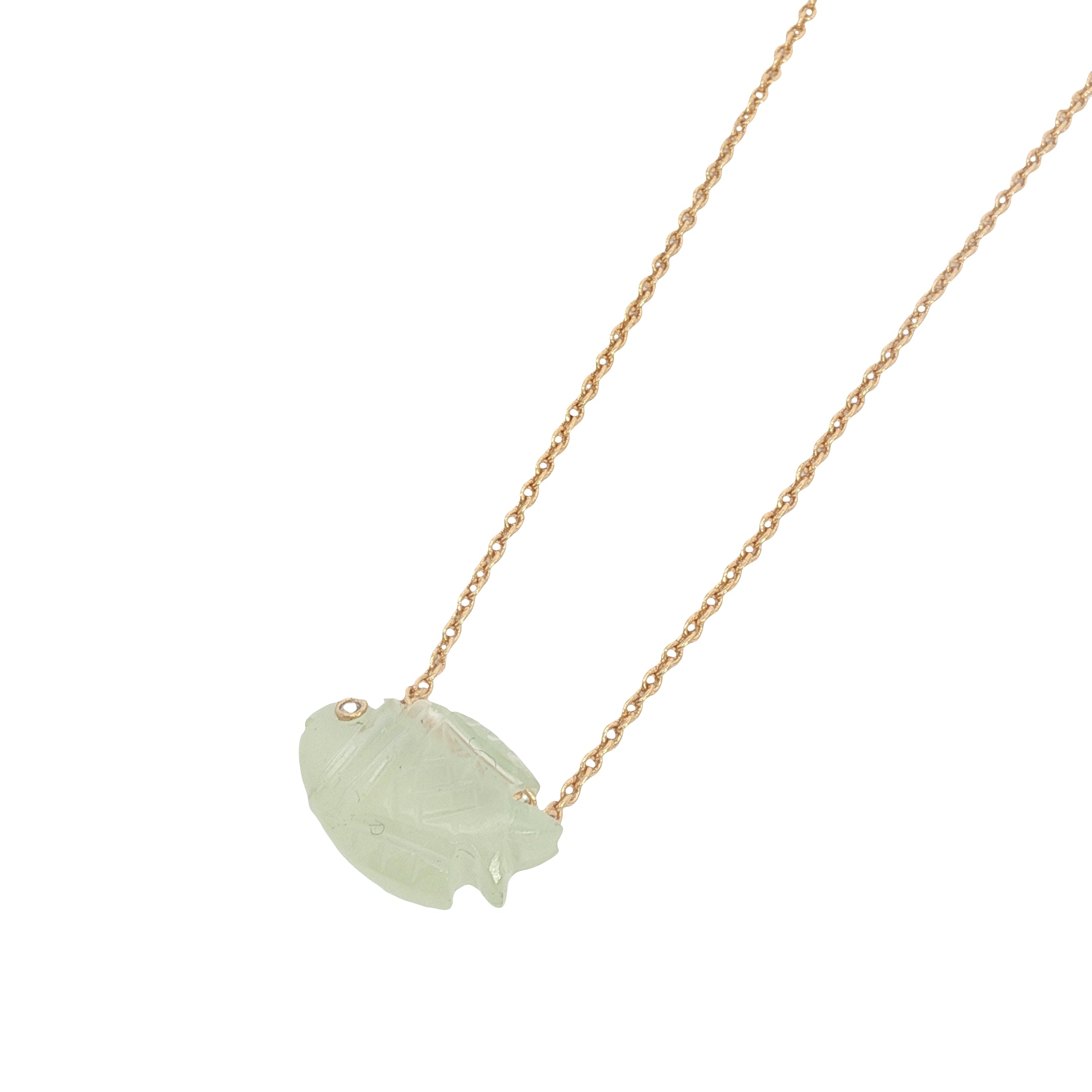 Collier doré poisson en prehnite 42 cm