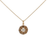 Collier doré médaille soleil pierre naturelle et zircons
