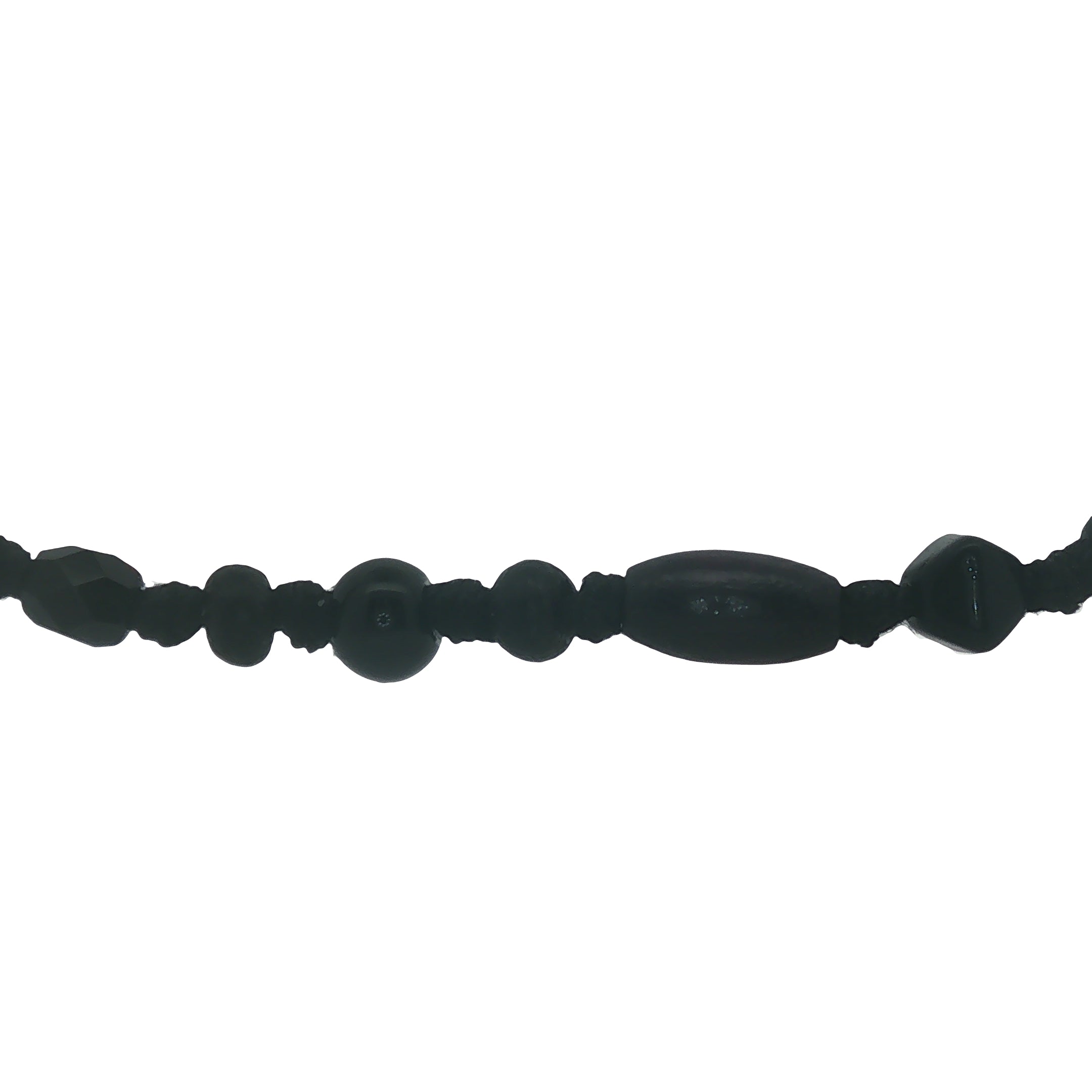 Collier doré perles noires et en bois noir avec noeuds noirs 75 cm