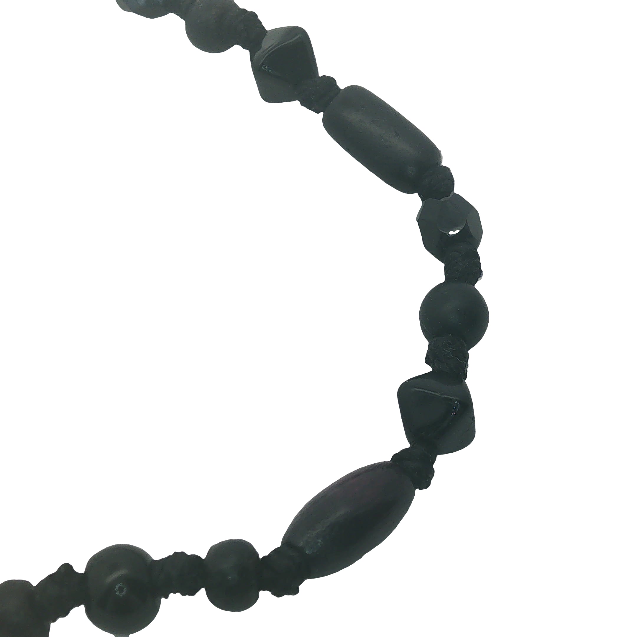 Collier doré perles noires et en bois noir avec noeuds noirs 75 cm