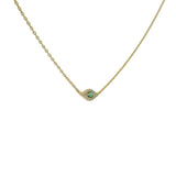 Small turquoise eye and zircon gold necklace