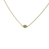 Small turquoise eye and zircon gold necklace