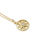 Collier doré médaille étoile des vents avec zircons 42 cm