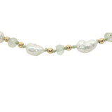 Bracelet doré perles de culture irrégulières, perles dorées et prehnite