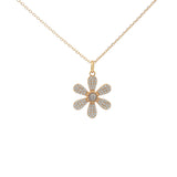 Collier doré fleur en zircons avec labradorite 42 cm