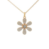 Collier doré fleur en zircons avec labradorite 42 cm