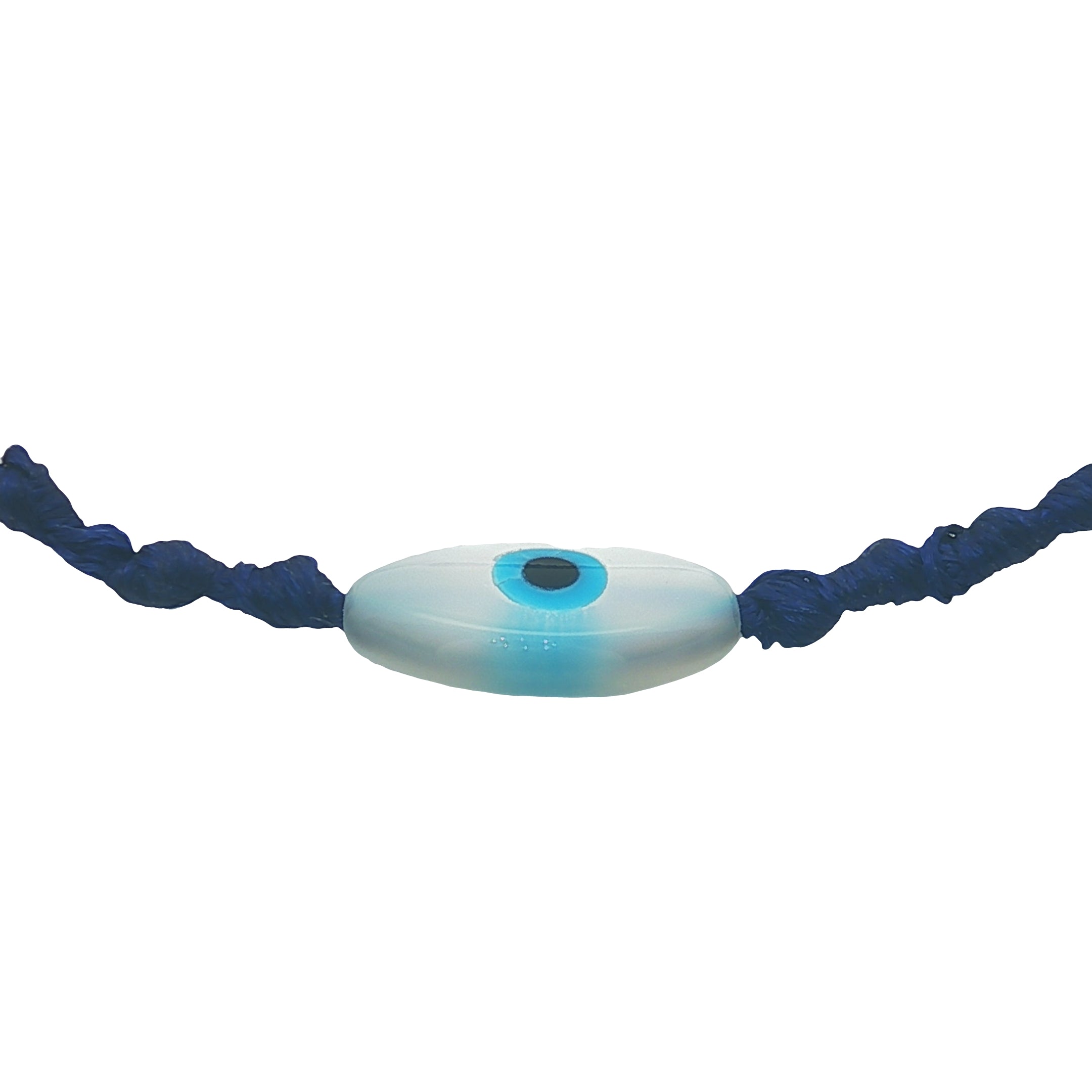 Bracelet doré cordon tressé bleu marine oeil ovale nacre S