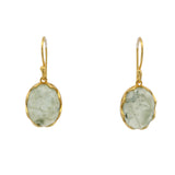 Boucles d'oreilles dorées pendantes en prehnite