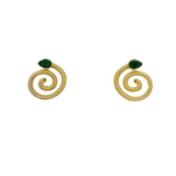 Boucles d'oreilles serpent torsadé avec onyx verte