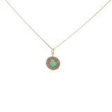 Collier doré médaille soleil pierre naturelle et zircons