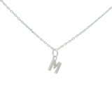 Collier argent petite lettre M zircons blancs 42 cm