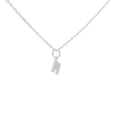 Collier argent petite lettre M zircons blancs 42 cm