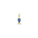 Charms doré poisson en émail bleu