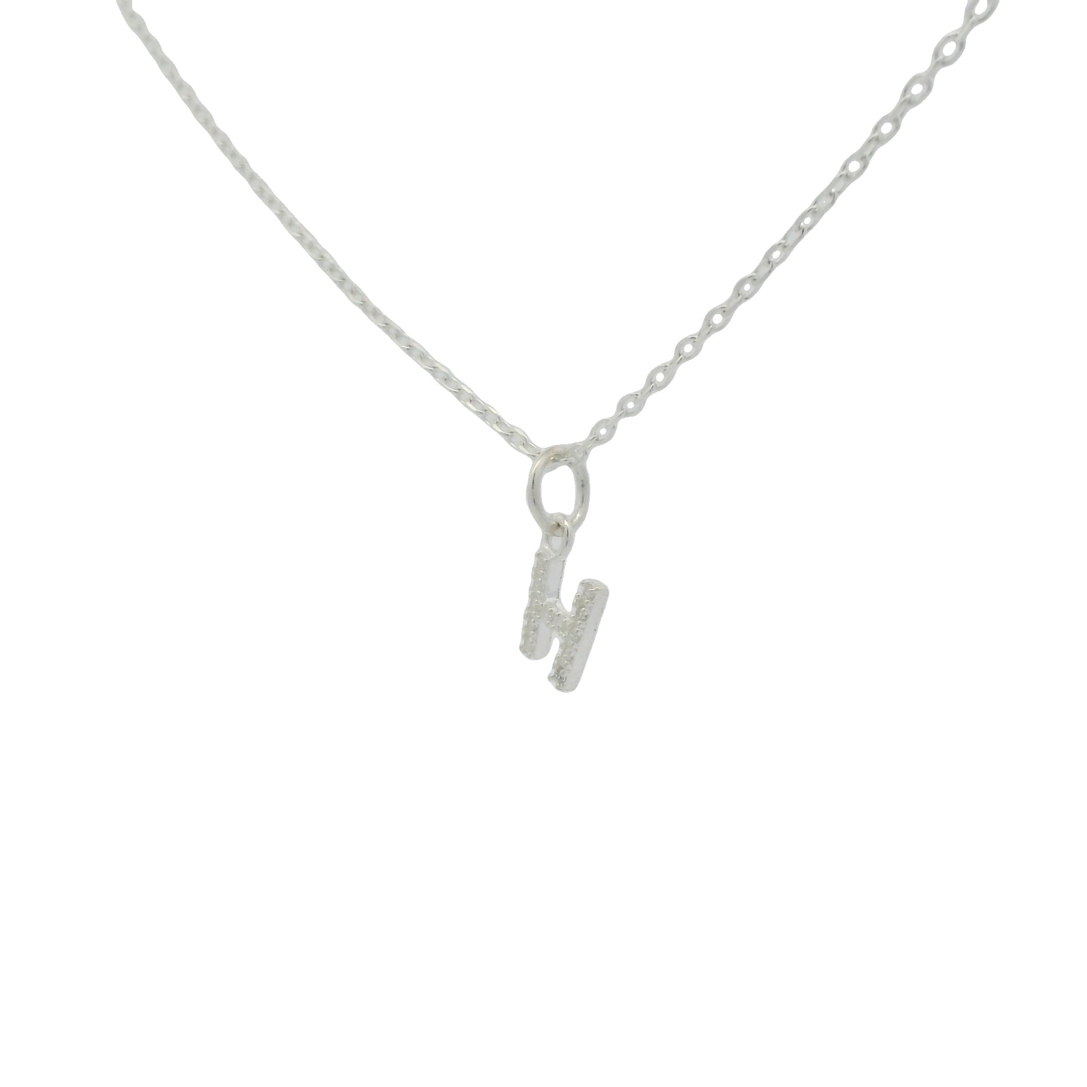 Collier en argent 925 petite lettre "H" et zircons blancs 42 cm