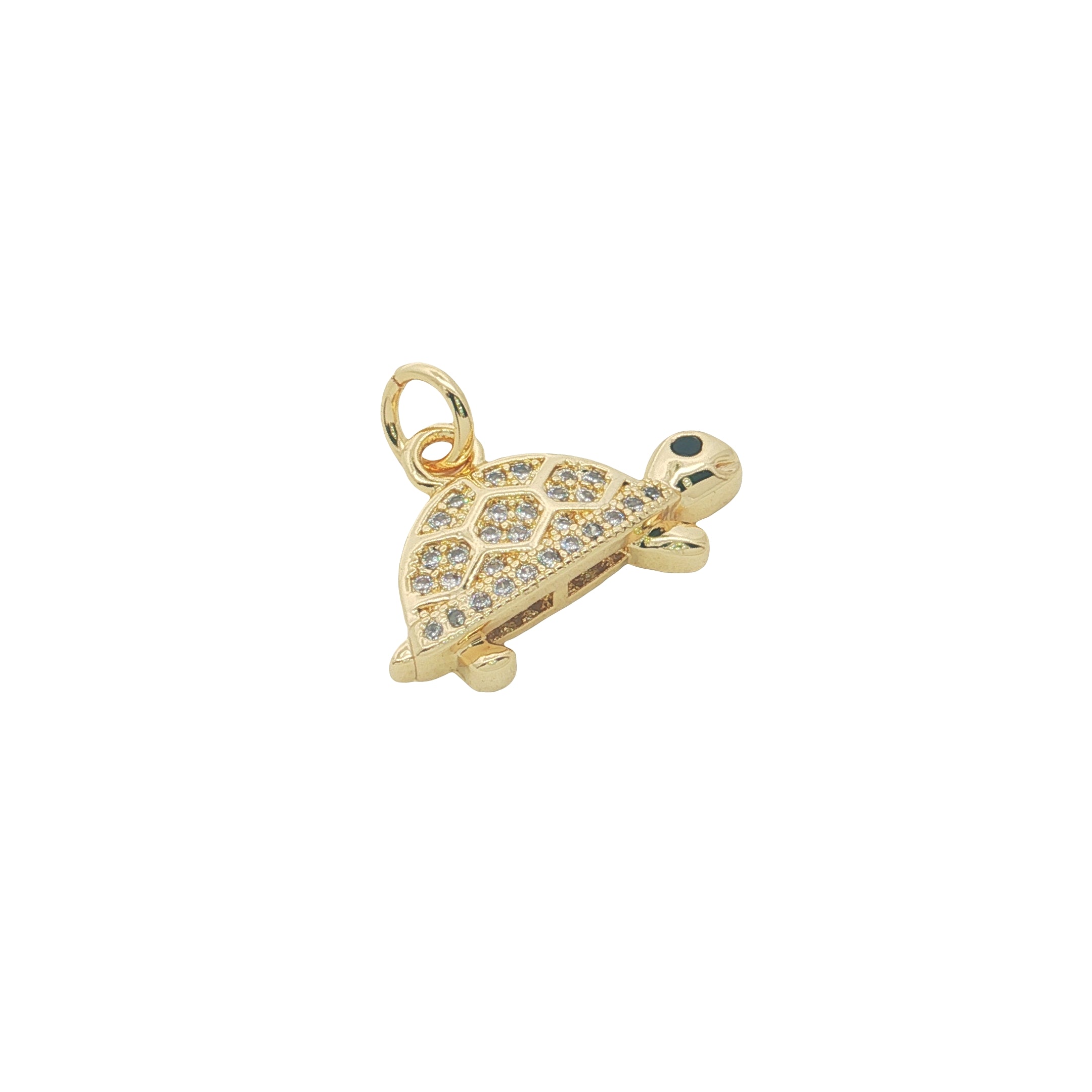 Charms doré tortue avec zircons blancs
