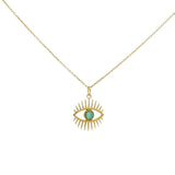 Gold eyelash and stone necklace
