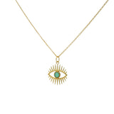 Gold eyelash and stone necklace