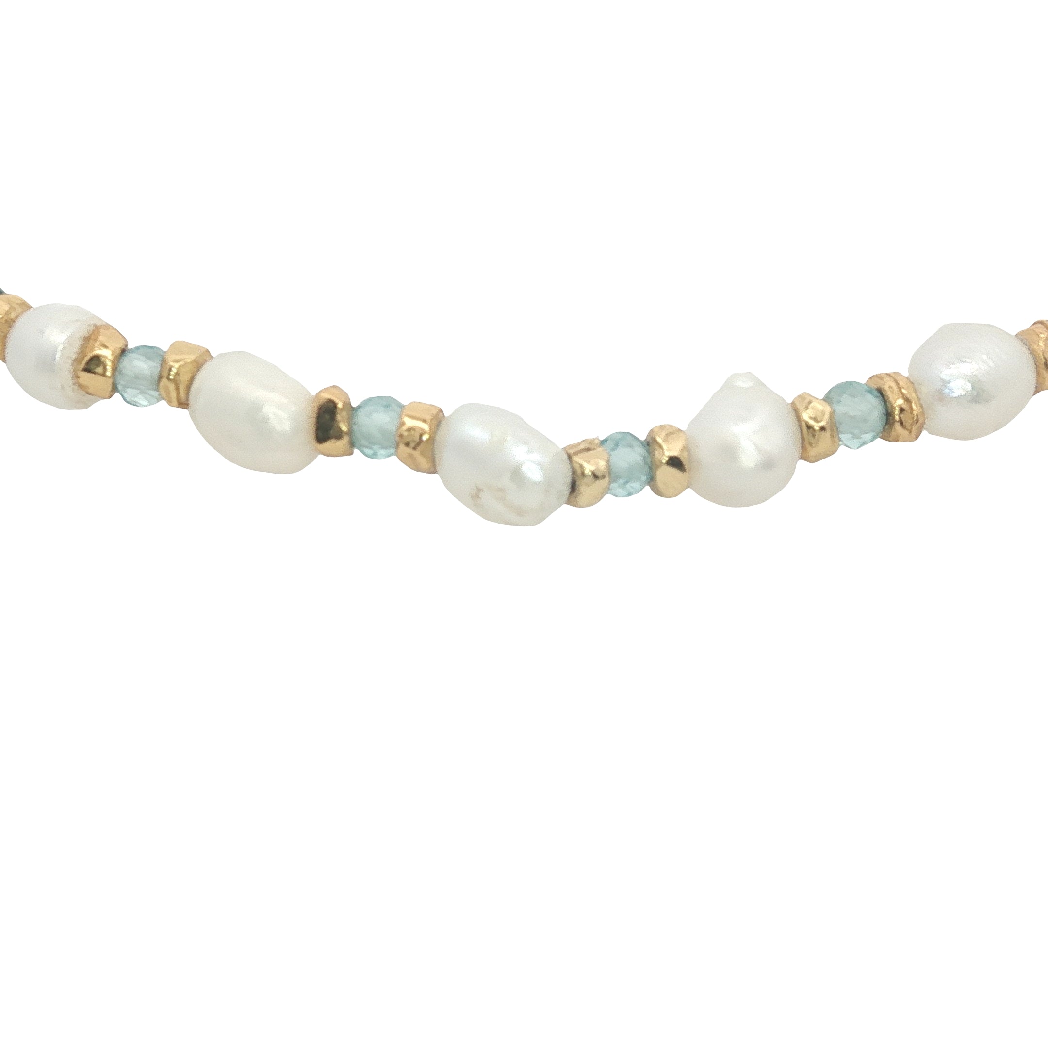 Bracelet doré perles de culture, perles dorées et apatite